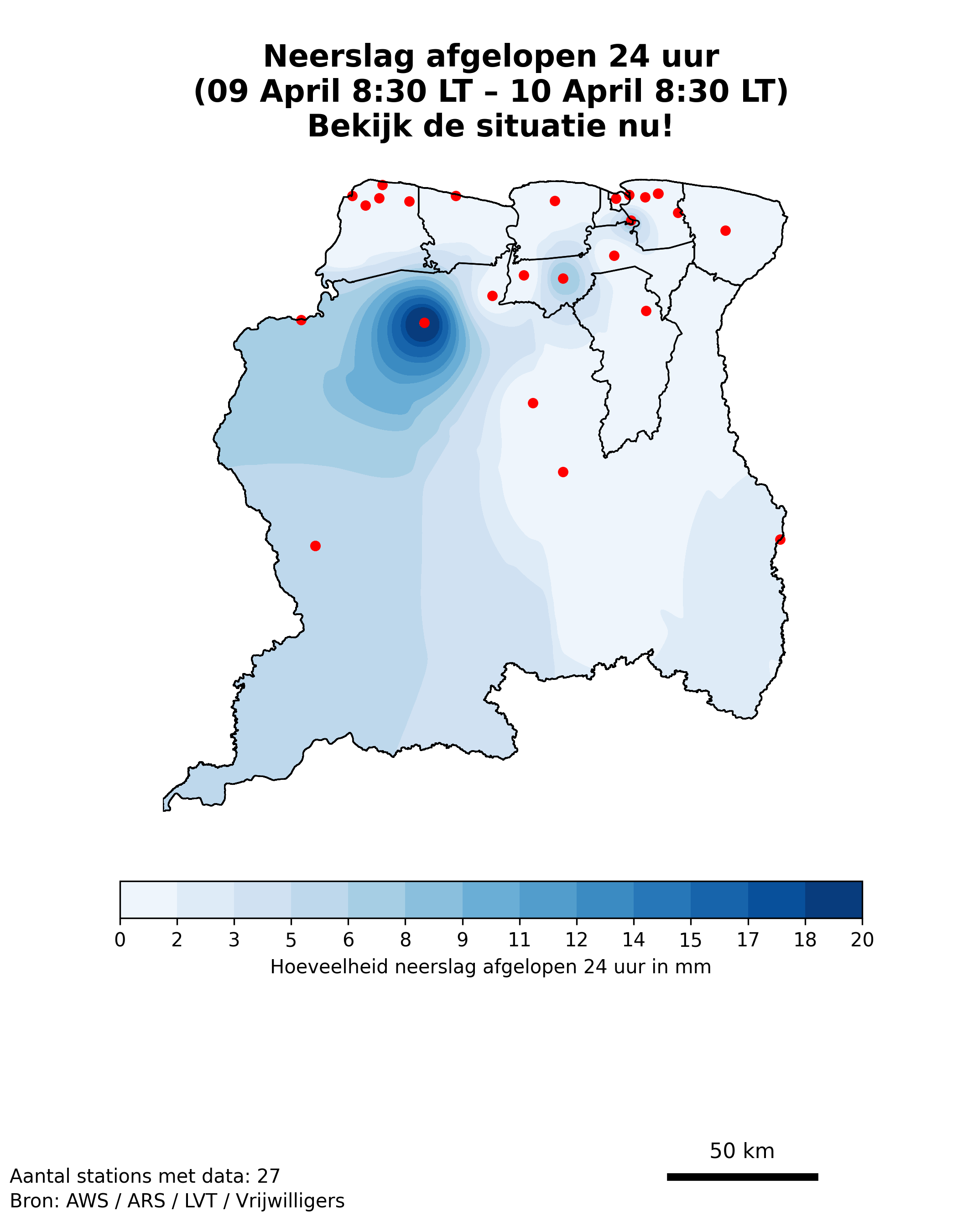 Neerslagkaart Suriname